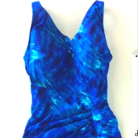 Vintage Roxanne Blue One Piece Swimsuit Size 14 /38D - Picture 2 of 16